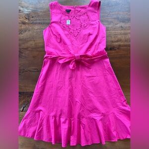 NWT Talbots Women’s Shortsleeve Pink Belted  Cotton Dress S 12